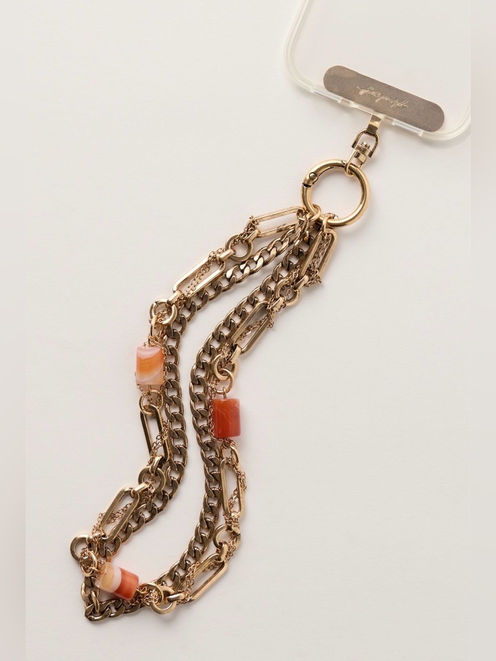NWT Free People Layered Chain Phone Wristlet in Antique Gold NEW - Picture 2 of 4